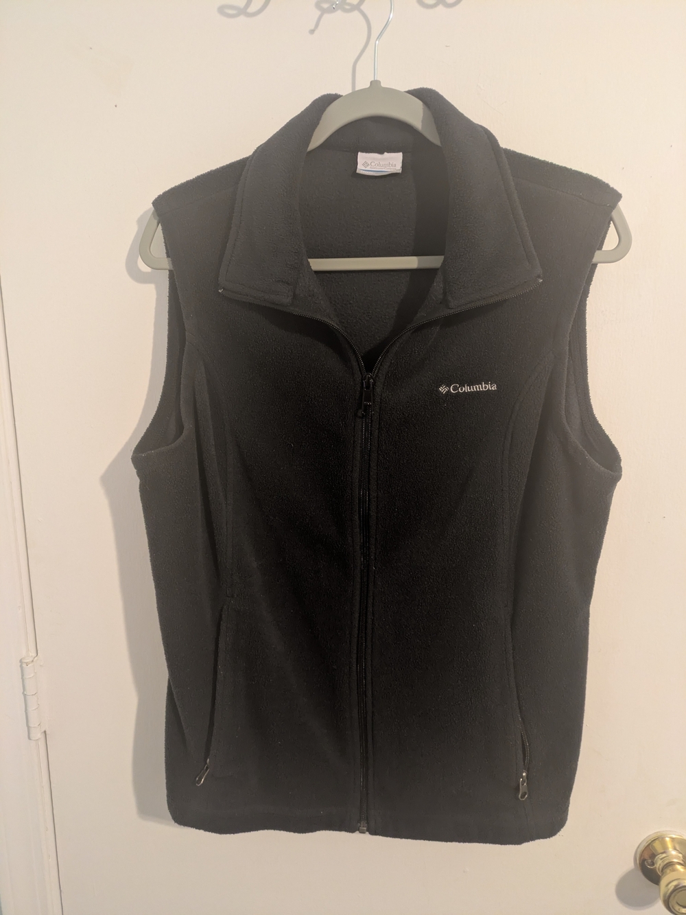 Columbia Women’s Gray Fleece Full Zip Vest Zip Pockets XL